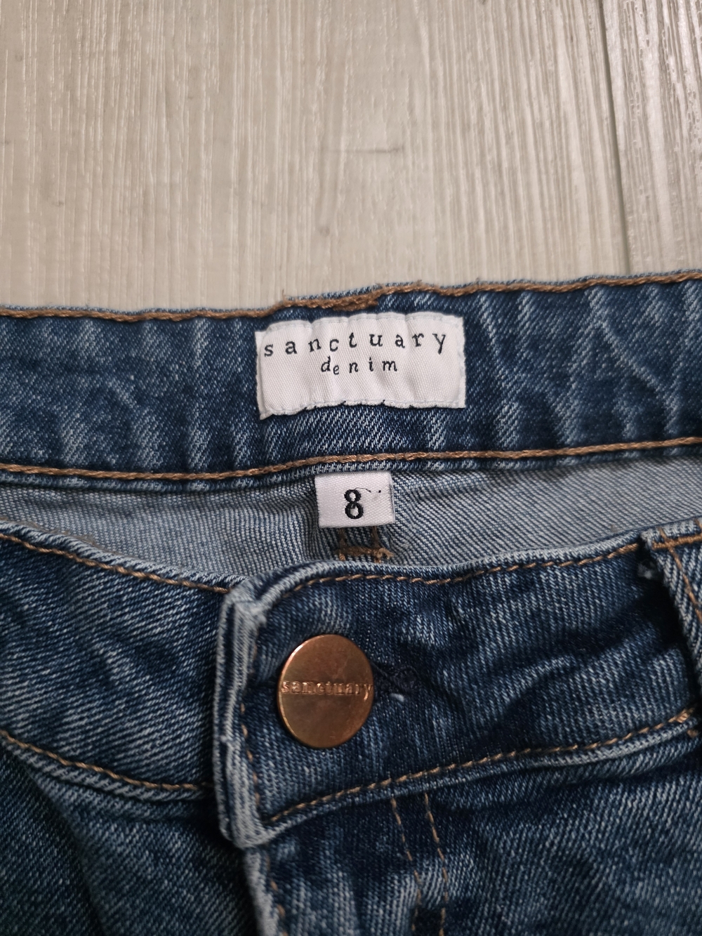Sanctuary Denim Wide Leg Jeans Size 8 Blue High Rise Stretch - Picture 9 of 12